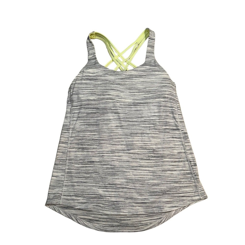 Lululemon Slay The‎ Studio 2-In-1 Tank Women's Size 4 Gray Lime Green Strappy
